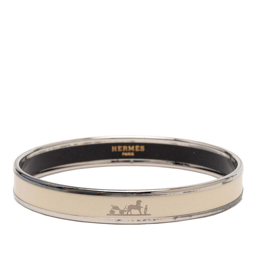 Pre-Loved Hermes Narrow Enamel Caleche Bangle 70